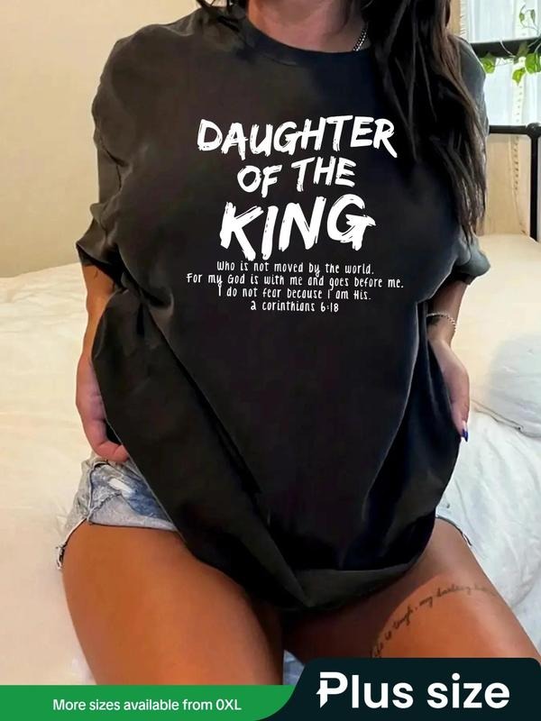 Plus Size Letter Print Short Sleeve Crew Neck Tee, Casual Round Neck T-shirt for Summer, Women'WB shield Plus Clothing...