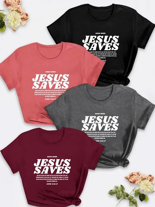 Plus Size Letter Print Short Sleeve Tee, Casual Round Neck T-shirt for Summer, Women'WB shield Plus Clothing for Daily...