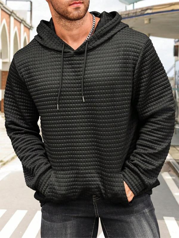 Plus Size Men'WB shield Waffle Knit Drawstring Hooded Sweatshirt, Casual Long Sleeve Pocket Hoodie Pullover Top for...