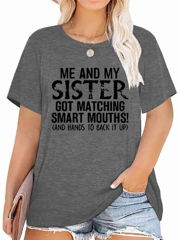 Plus Size Slogan Graphic Round Neck Tee, Casual Short Sleeve T-shirt Women'WB shield Plus Summer Clothing for Daily Wear...