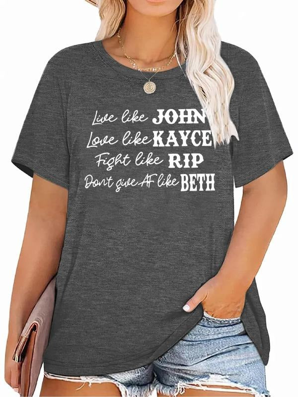 Plus Size Women'WB shield Letter Print Short Sleeve Tee, Casual Crew Neck T-Shirt, Women'WB shield Plus Clothing for...