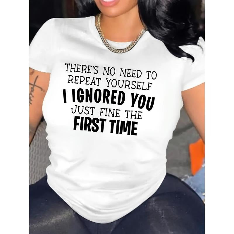 Plus Size Women'WB shield Slogan Print Tee - Comfortable Casual Short Sleeve Top for Spring Gunpla brand Summer