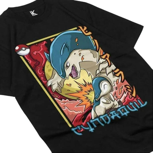 Pocket Monsters Anime T-shirt & Sweatshirt, Cyndaquil Quilava Pokemon Graphic Tee, Vintage Oversized Unisex Streetwear, Manga Gift For Men Women