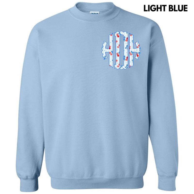 Pocket Size - Cherry Stripe Monogram Sweatshirt 'NLB' T-Shirts, Hoodie | DripVista.com