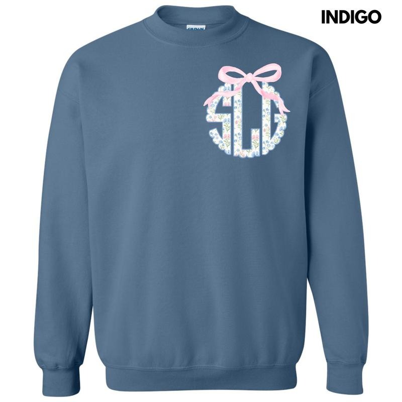 Pocket Size - Grandmillennial Floral Monogram Sweatshirt 'NLB' T-Shirts, Hoodie | DripVista.com
