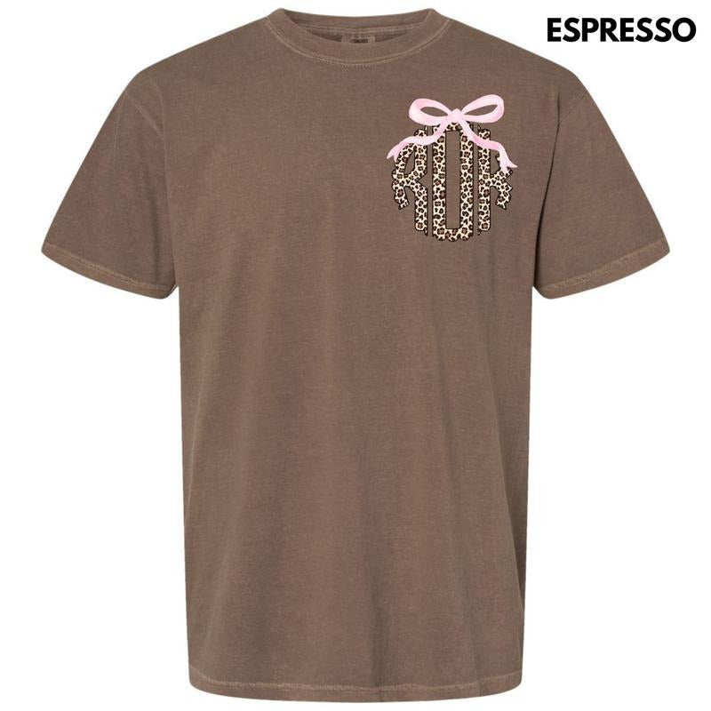Pocket Size - Pink Bow Cheetah Monogram Comfort Colors T-Shirt 'NLB' Hoodie, Sweatshirt | DripVista.com