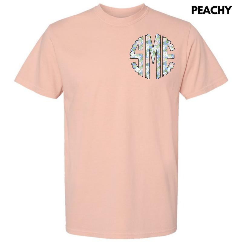 Pocket Size - Proper Floral Monogram Comfort Colors T-Shirt 'NLB' Hoodie, Sweatshirt | DripVista.com