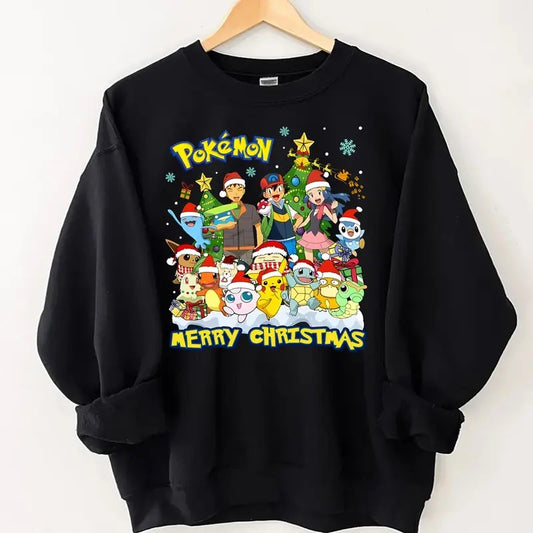 Pokemon Merry Christmas Sweatshirt, POKEMON Christmas Sweatshirt, Anime Sweatshirt, 90's Pokemon Lovers Christmas SweatShirt, Christmas Gifts For Pokemon Lovers, Pokémon Christmas Sweatshirt, Anime Christmas Shirt, Pikachu Christmas, Bulbasaur,Charmander