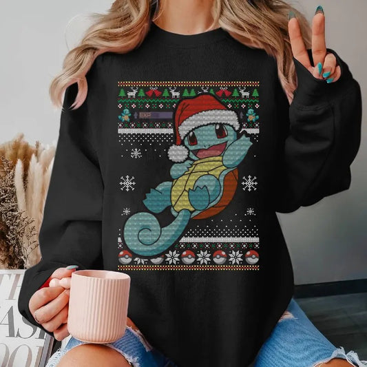 Pokemon Squirtle Ugly Christmas Sweatshirt Squirtle Christmas Sweater Squirtle Xmas Sweatshirt Anime Christmas Party Christmas Gift anime tee