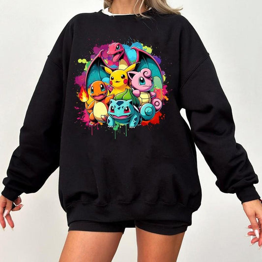 Pokemon Sweatshirt Hoodie Tshirt, Pokemon Anime Sweatshirt, Anime Sweatshirt , Japan Anime Sweatshirt, Pokemon Fans Shirt, Pikachu, Bulbasaur, Pokémon, Pokemon Lover Gift Pokemon Anime Sweater, Charizard, Charmander, Cozy Gaming Apparel