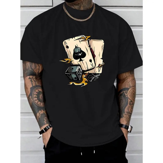 Poker A print tee shirt, Tees for Men, Casual Short Sleeve T-shirt for summer  made in usa