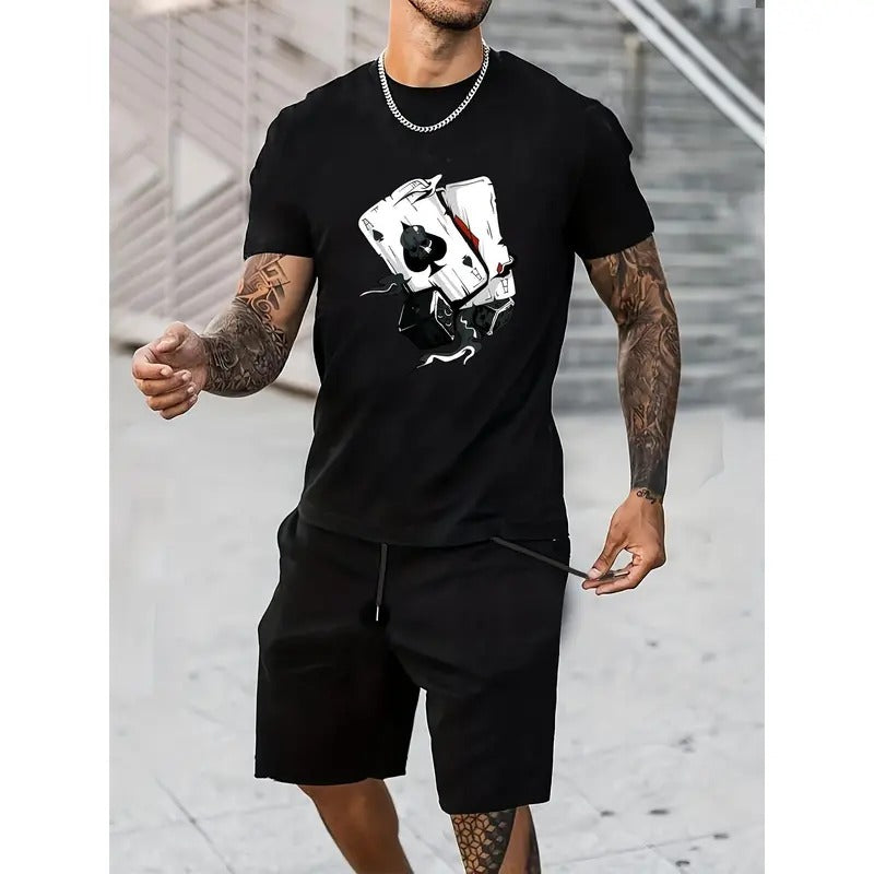 [Poker Dice Print Tee] Casual Comfy Poker Dice Print Graphic T-shirt