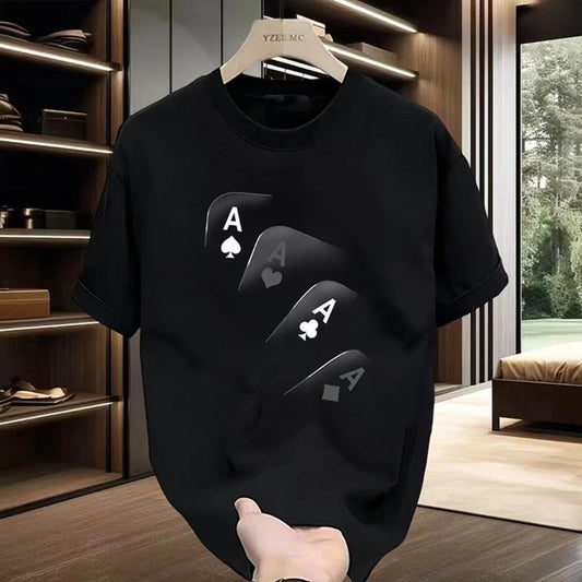 Poker Short Sleeve T-Shirt, Women And Men, New Luxury, Fashion, Creative Printing, Loose, Trendy, Versatile, Suitable For Men And Women, Gentle Women's Style Top Womenswear Embroidered Streetwear Tshirt Summer