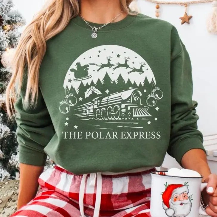 Polar Express Christmas Sweatshirt, North Pole Santa Shirt, Polar Express Ticket Hoodie, Vintage Christmas Holiday...