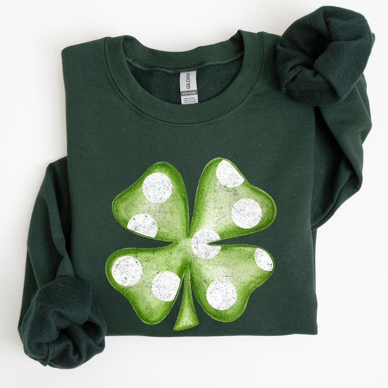 Polka Dot Shamrock, St Patrick's Day Sweatshirt T-Shirts, Hoodie | DripVista.com