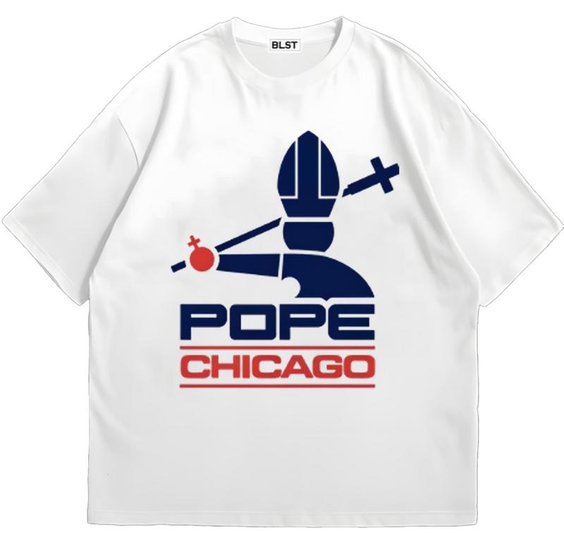 Pope Chicago T-Shirt Graphic Design Cotton Unisex Cozy Graphic T-Shirt for Chilly Days Hoodie, Sweatshirt | DripVista.com