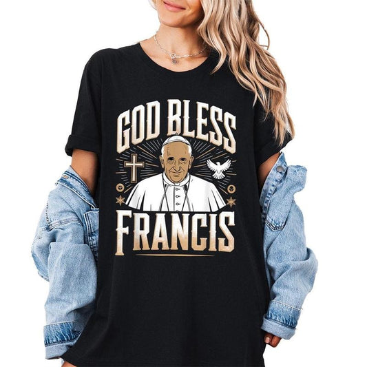 Pope Francis Shirt, Catholic Faith Shirt, Religious Shirt, Christian Top Prayer , Cross Graphic Apparel, Papa Francis Casual Comfort Unisex Womenswear