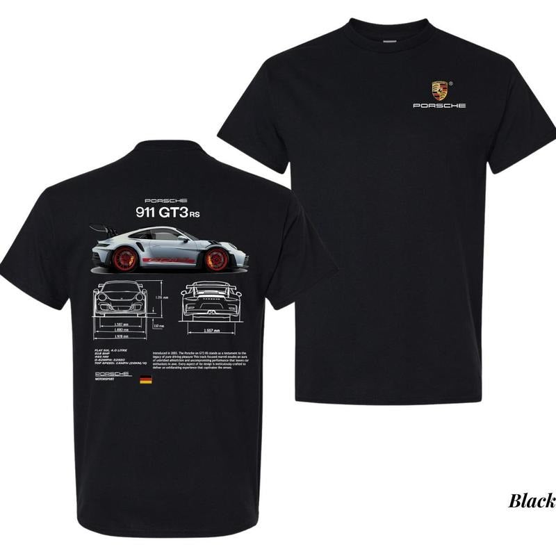Porsche 911 Gt3 Rs Aesthetic T-shirt Graphic Car Tees Stylish Car Merch For Automotive Enthusiasts