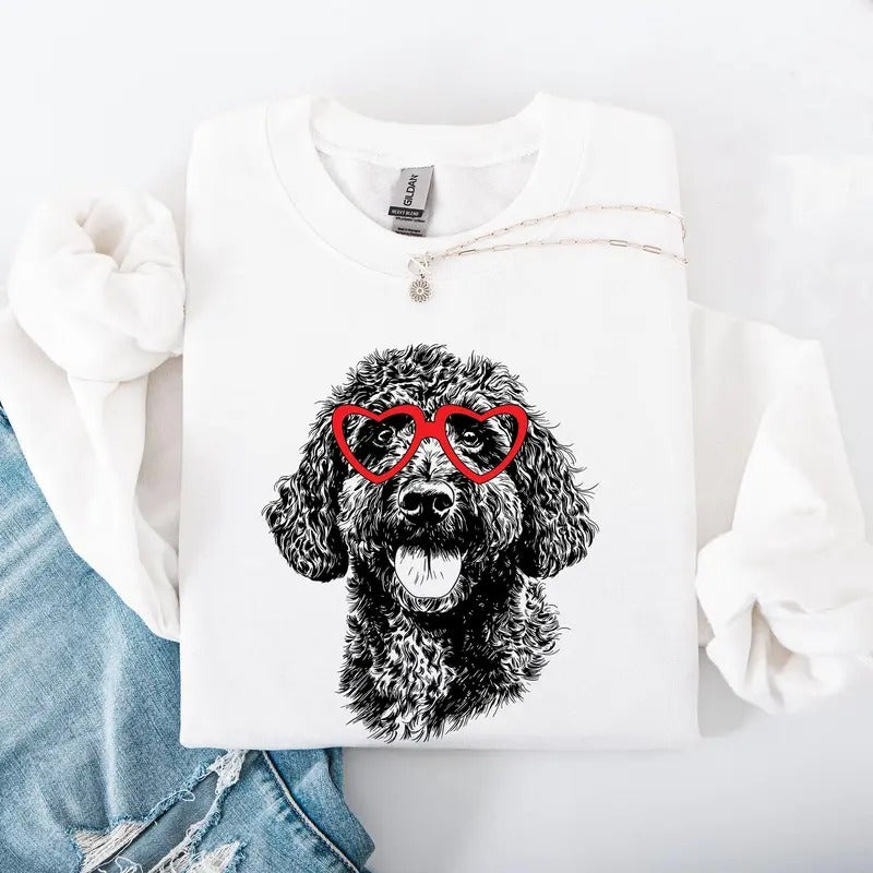 Portuguese Water Dog, Pet, Dog Breed, Valentine's Sweatshirt, Crew Neck, Women's, Crewneck, Valentine's Day, Love, Heart,...