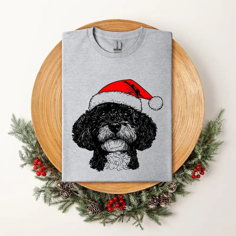 Portuguese Water Dog, Santa, Dog, Christmas, Dog Lover, Pet T-Shirt, Soft Style Tee, Women's Graphic Tshirt Hoodie,...