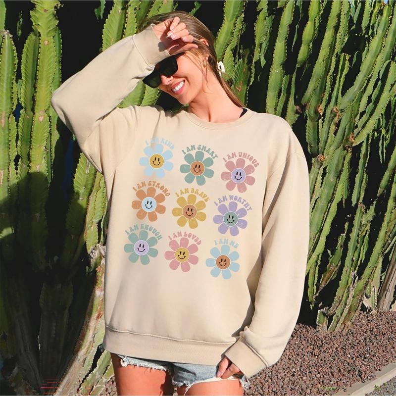 Positive Affirmations, Daisy, Retro, Sweatshirt T-Shirts, Hoodie | DripVista.com
