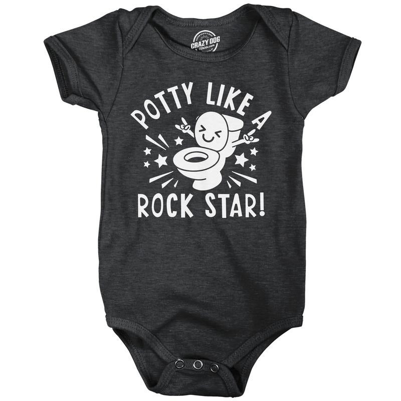 Potty Like A Rock Star Baby Bodysuit Funny Sarcastic Toilet Graphic Novelty Jumper For Infants Funny Baby Onesies Sarcastic Onesie for Baby Funny Funny Adult Humor Onesie Novelty Onesie Black -