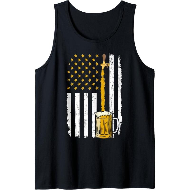 Pouring Beer American Flag Vintage 4th of July Craft Brewery Tank Top T-Shirts, Hoodie, Sweatshirt | DripVista.com