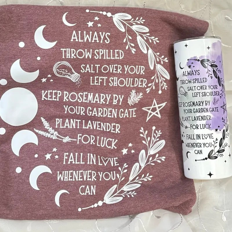 Practical Magic Sweatshirt and Tumbler Bundle Set with Glass or Stainless Steel Tumbler T-Shirts, Hoodie | DripVista.com