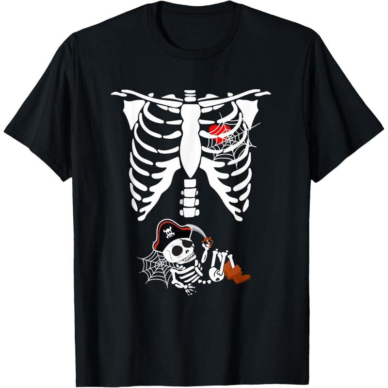 Pregnancy Pirate Baby Skeleton X ray Halloween Costume T-Shirt made in usa Hoodie, Sweatshirt | DripVista.com