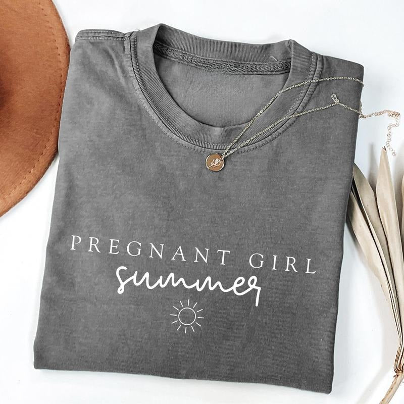 Pregnant Girl Summer Shirt 100% Cotton Fit Hoodie, Sweatshirt | DripVista.com