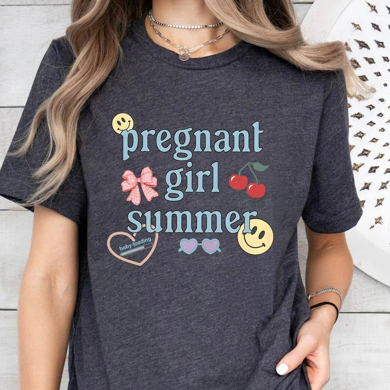 Pregnant Girl Summer Shirt Trendy Aesthetic Cute Maternity Shirt Pregnancy Announcement Shirt Gift For Mom To Be