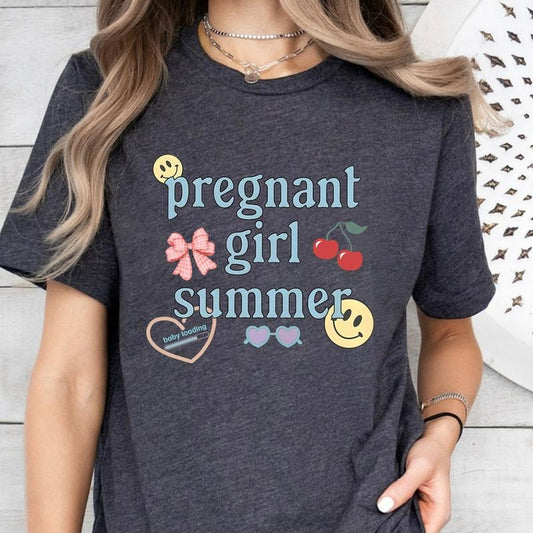 Pregnant Girl Summer Shirt Trendy Aesthetic Cute Maternity Shirt Pregnancy Announcement Shirt Gift For Mom To Be