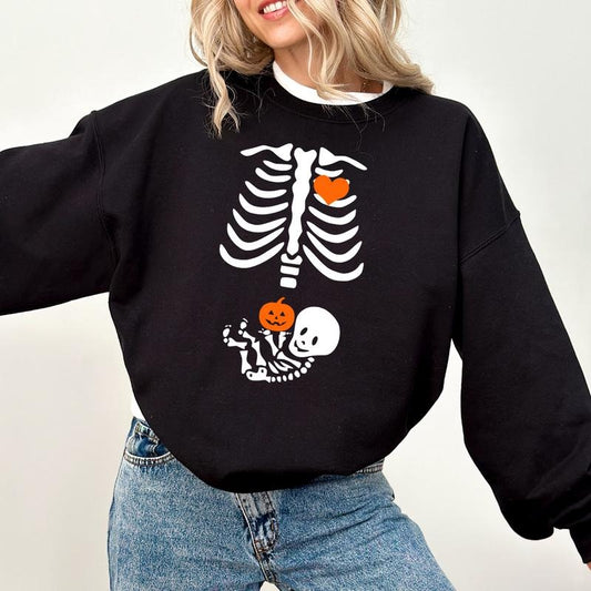 Pregnant Skeleton Sweatshirt, Funny Maternity Sweatshirt, Pregnancy Announcement Shirt for Women, Funny Gift for Expecting Mom Shirt
