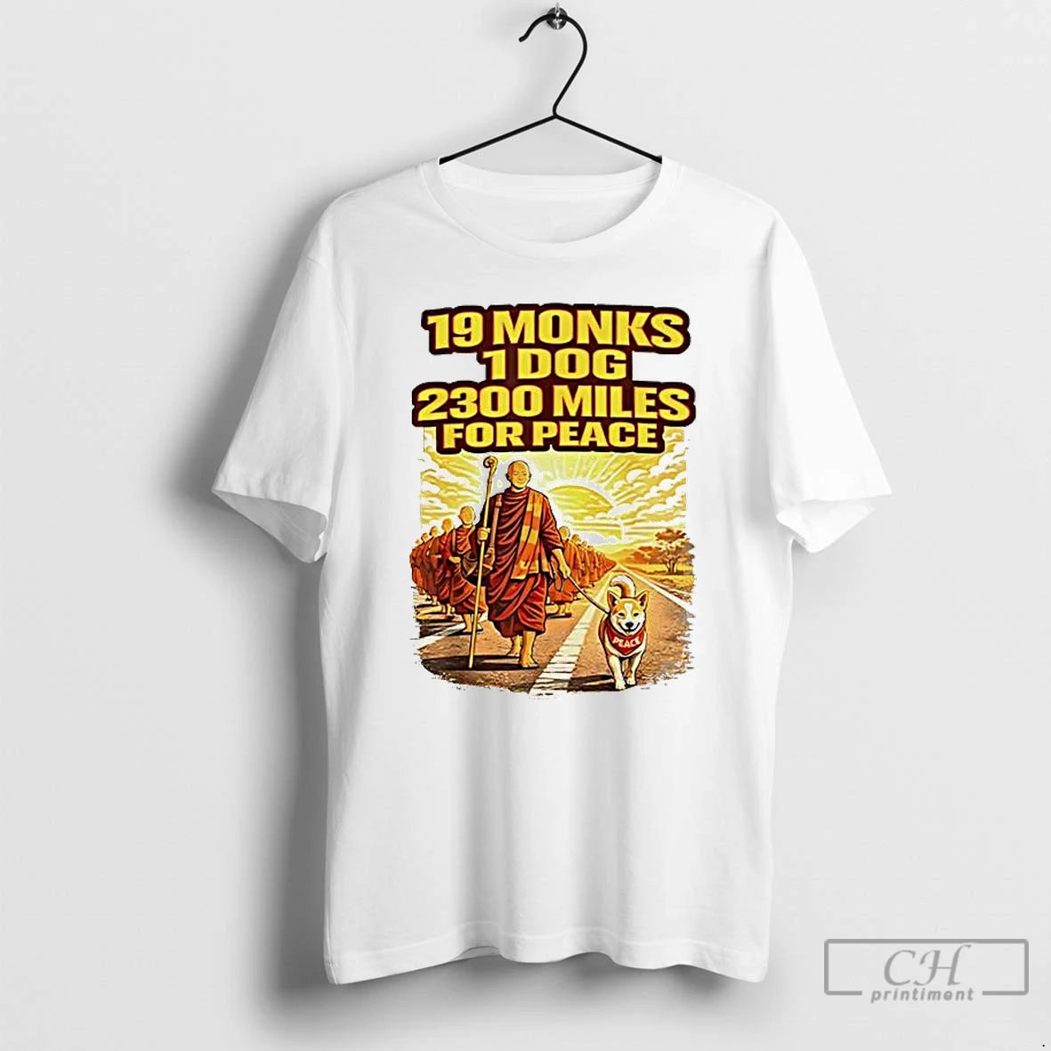 Premium 19 Monks 1 Dog 2300 Miles For Peace T-Shirts, Hoodie, Sweatshirt | DripVista.com