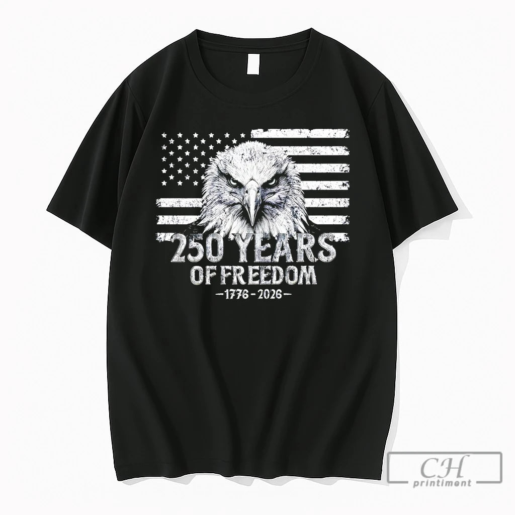 Premium 250 Years Of Freedom 1776 2026 Bald Eagle Distressed American Flag T Shirts Sweater