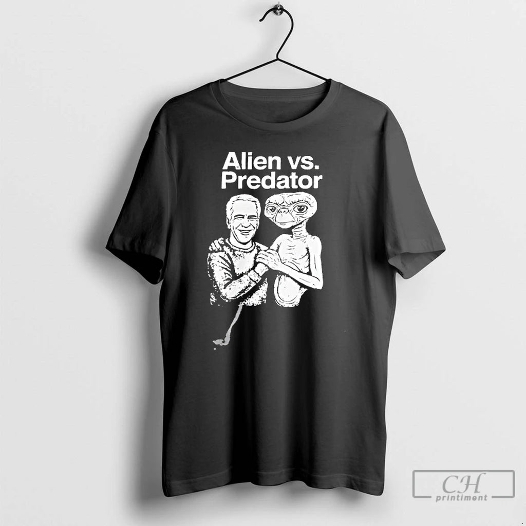 Premium Alien Vs Predator Funny Trump And Jeffrey Epstein Best Friends Parody T Shirts Sweater Hoodie, Sweatshirt
