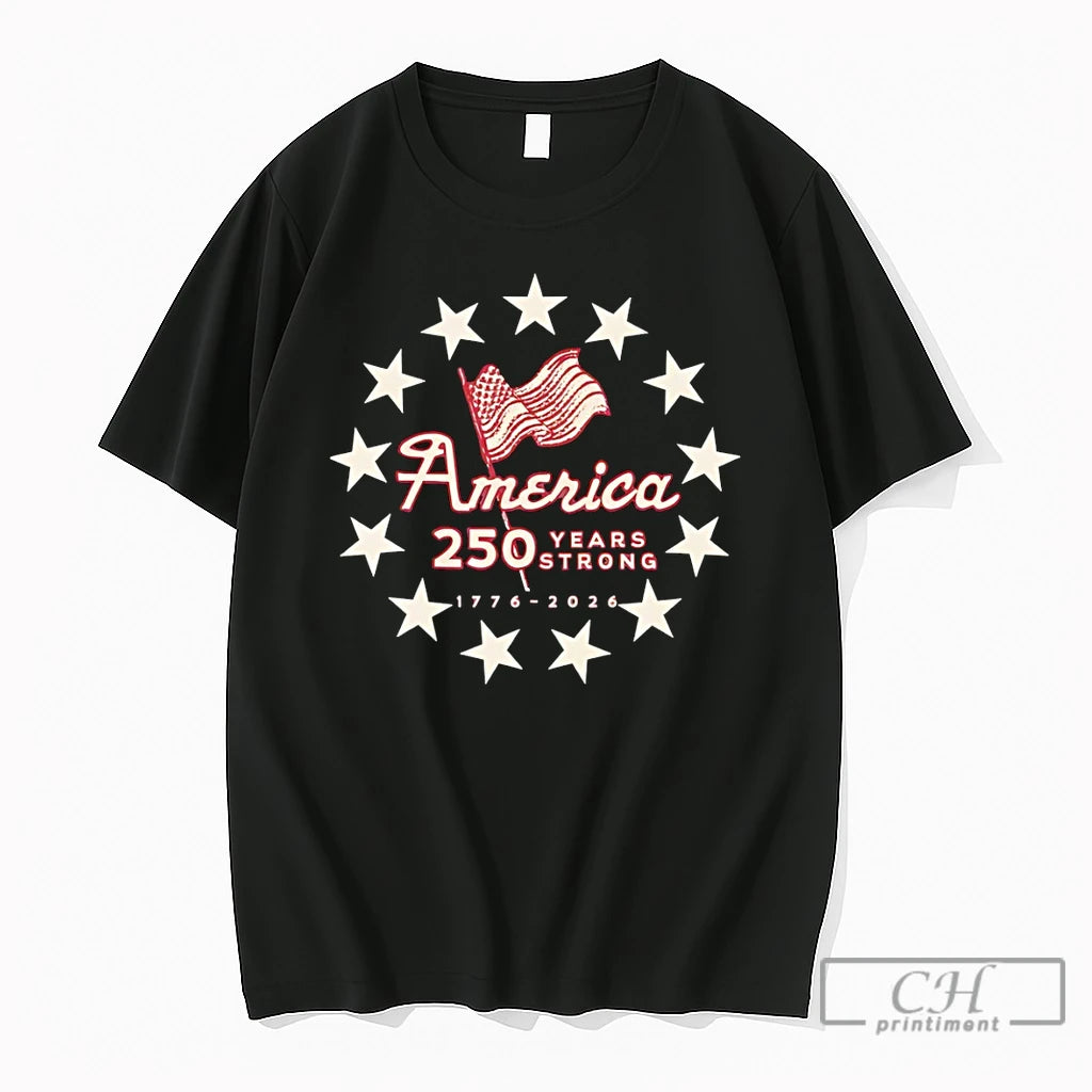 Premium America 250 Years Strong 1776 2026 Patriotic Flag Independence Day