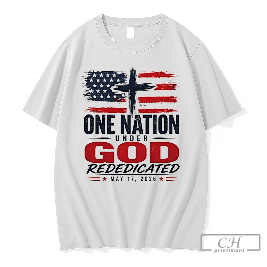 Premium American Flag Cross Apparel One Nation Under God Rededicated May 17 2026 T Shirts