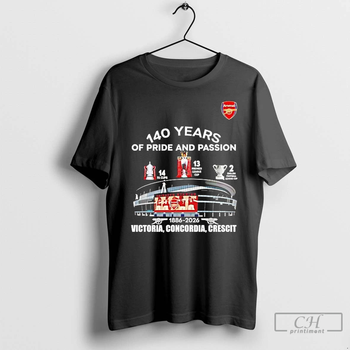 Premium Arsenal 140 Years Of Pride And Passion Victoria T-Shirts, Hoodie, Sweatshirt | DripVista.com