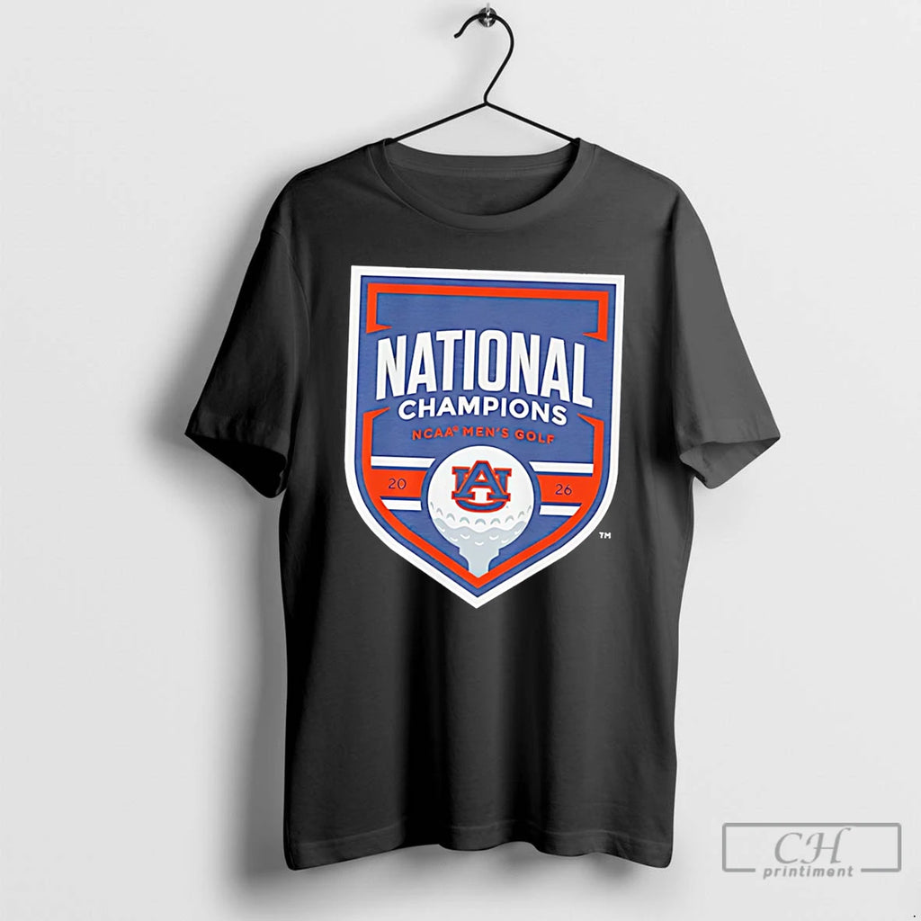 Premium Auburn Mens Golf 2026 National Champions Logo Tee