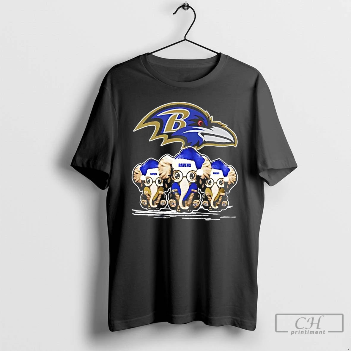 Premium Baltimore Ravens X Elephants Santa Hat Merry Christmas T-Shirts, Hoodie, Sweatshirt | DripVista.com