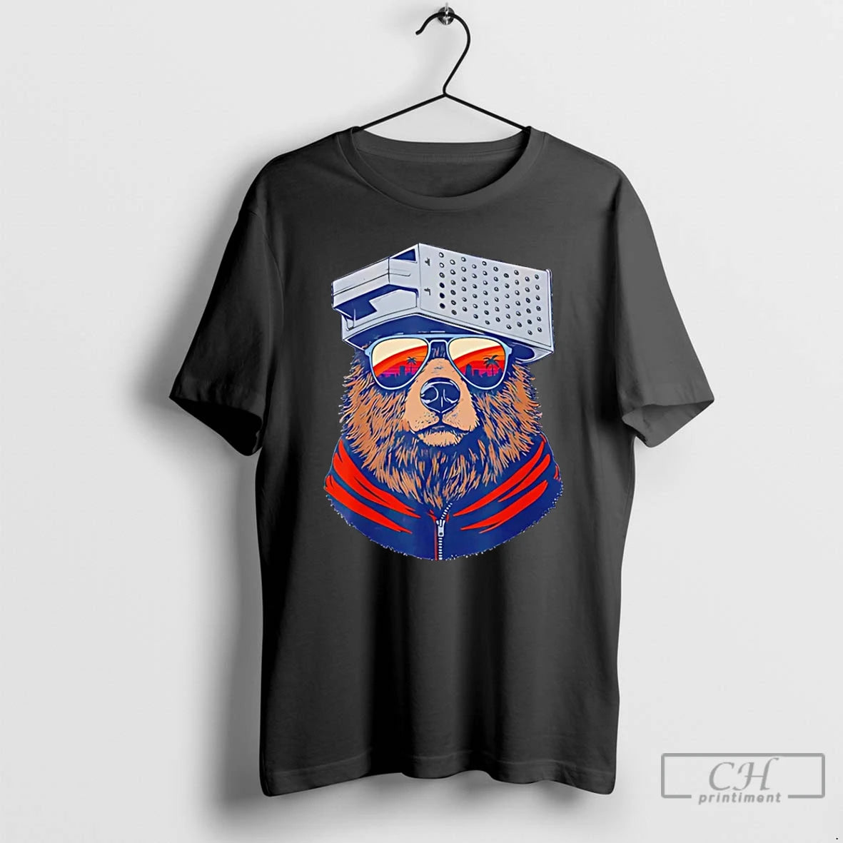 Premium Bear With Cheese Grater Hat And Sunglasses Sunset T-Shirts, Hoodie, Sweatshirt | DripVista.com
