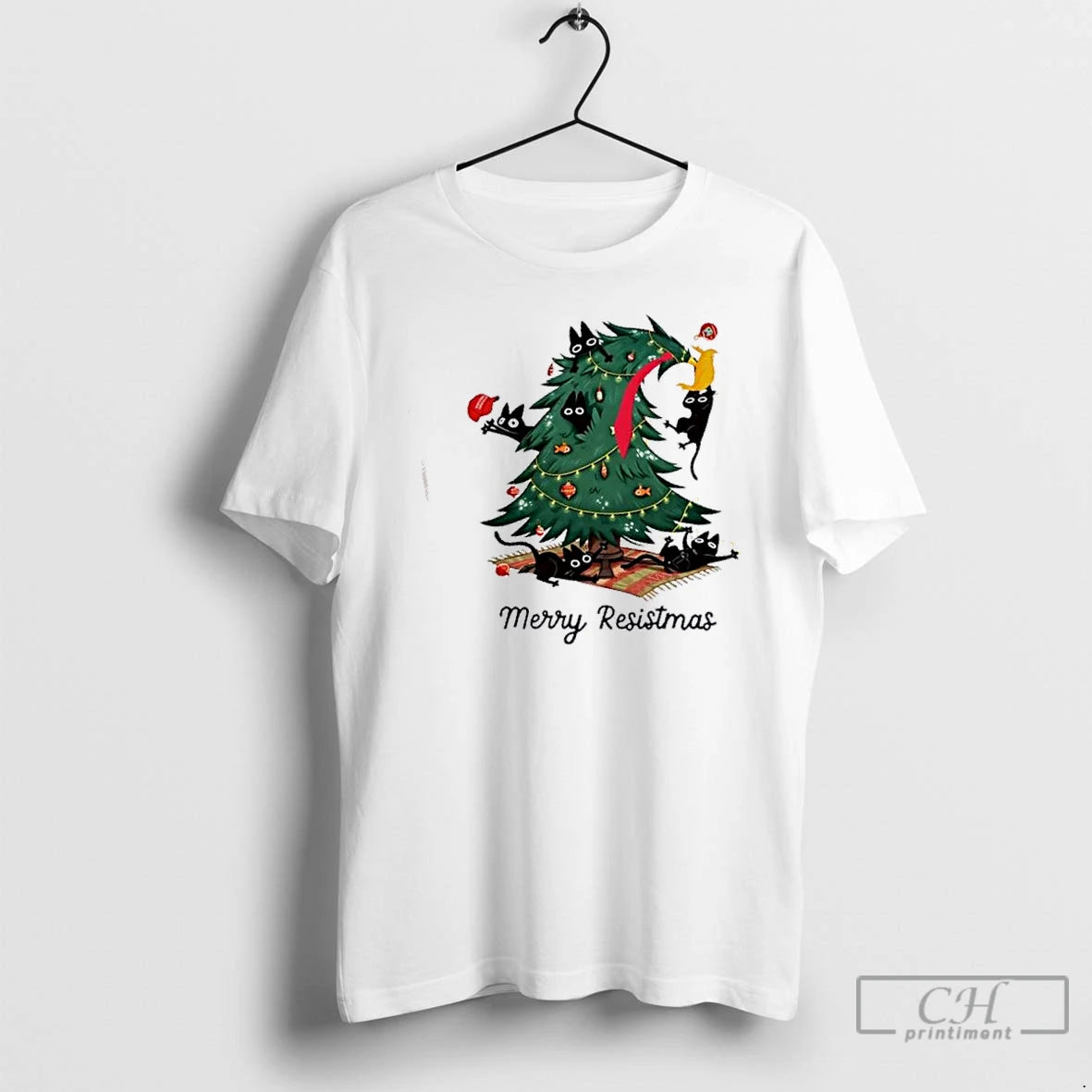 Premium Black Cats Fdt Merry Resistmas Christmas Tree T-Shirts, Hoodie, Sweatshirt | DripVista.com