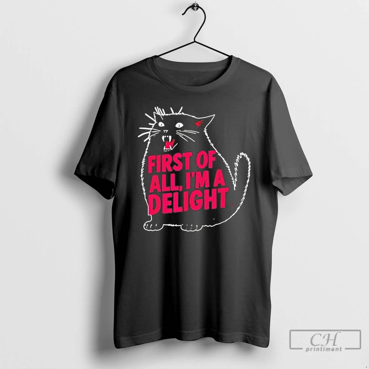 Premium Black Cat First Of All Im A Delight T-Shirts, Hoodie, Sweatshirt | DripVista.com