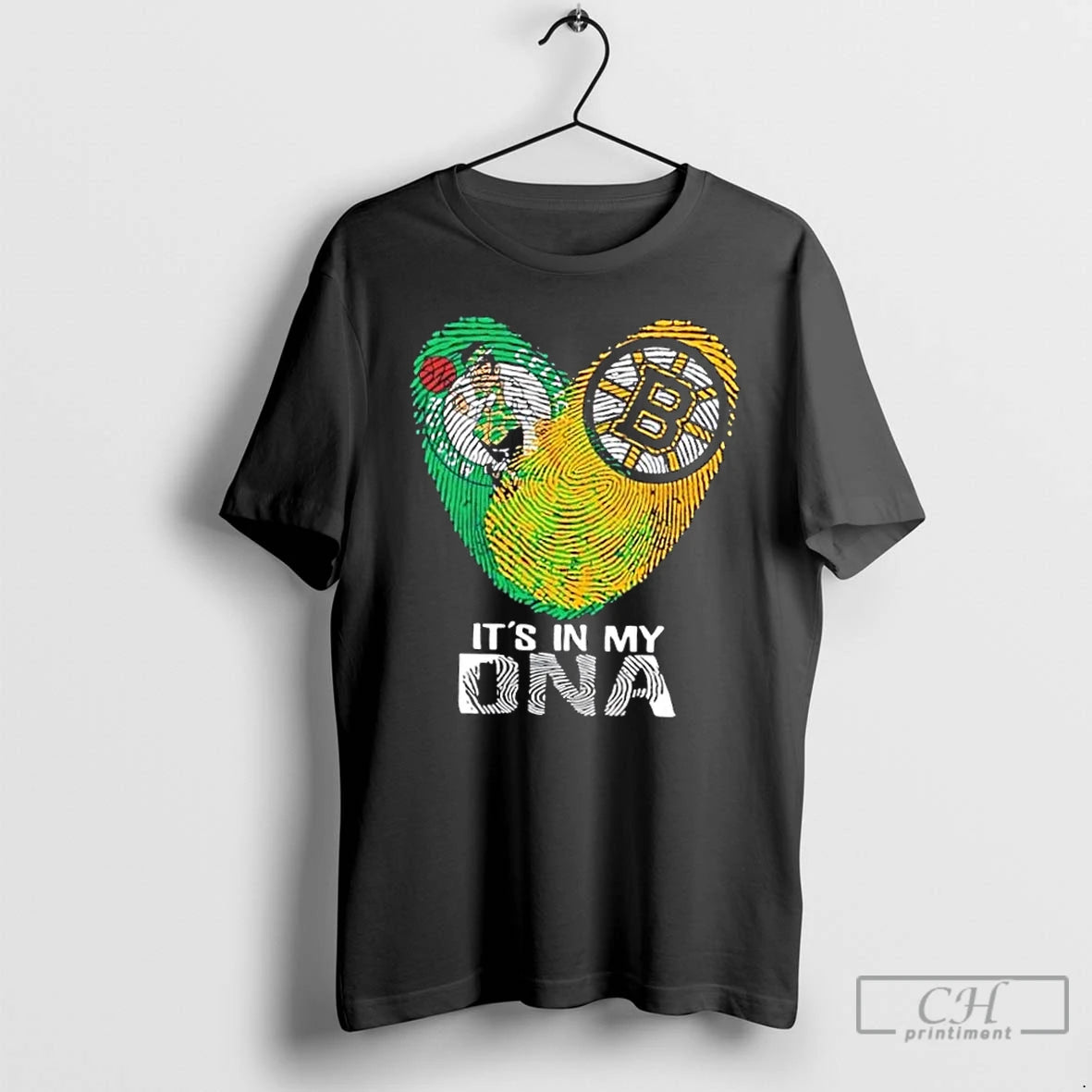 Premium Boston City Sports Celtics X Bruins Its In My Dna Fingerprint Heart T Shirts Hoodie, Sweatshirt | DripVista.com