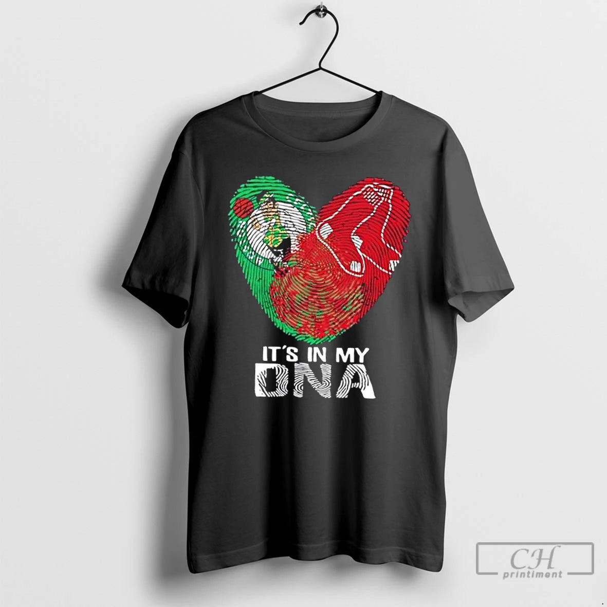 Premium Boston Sports Celtics X Red Sox Its In My Dna Fingerprint Heart T Shirts Hoodie, Sweatshirt | DripVista.com