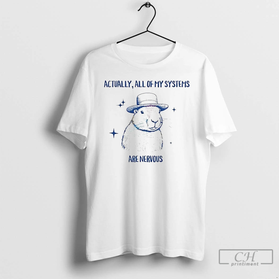 Premium Capybara Actually All Of My Systems Are Nervous T-Shirts, Hoodie, Sweatshirt | DripVista.com