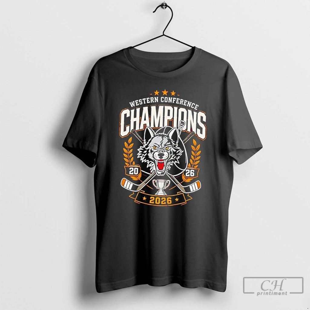 Premium Chicago Wolves Wolf Pack Western Champions 2026 Logo Tee