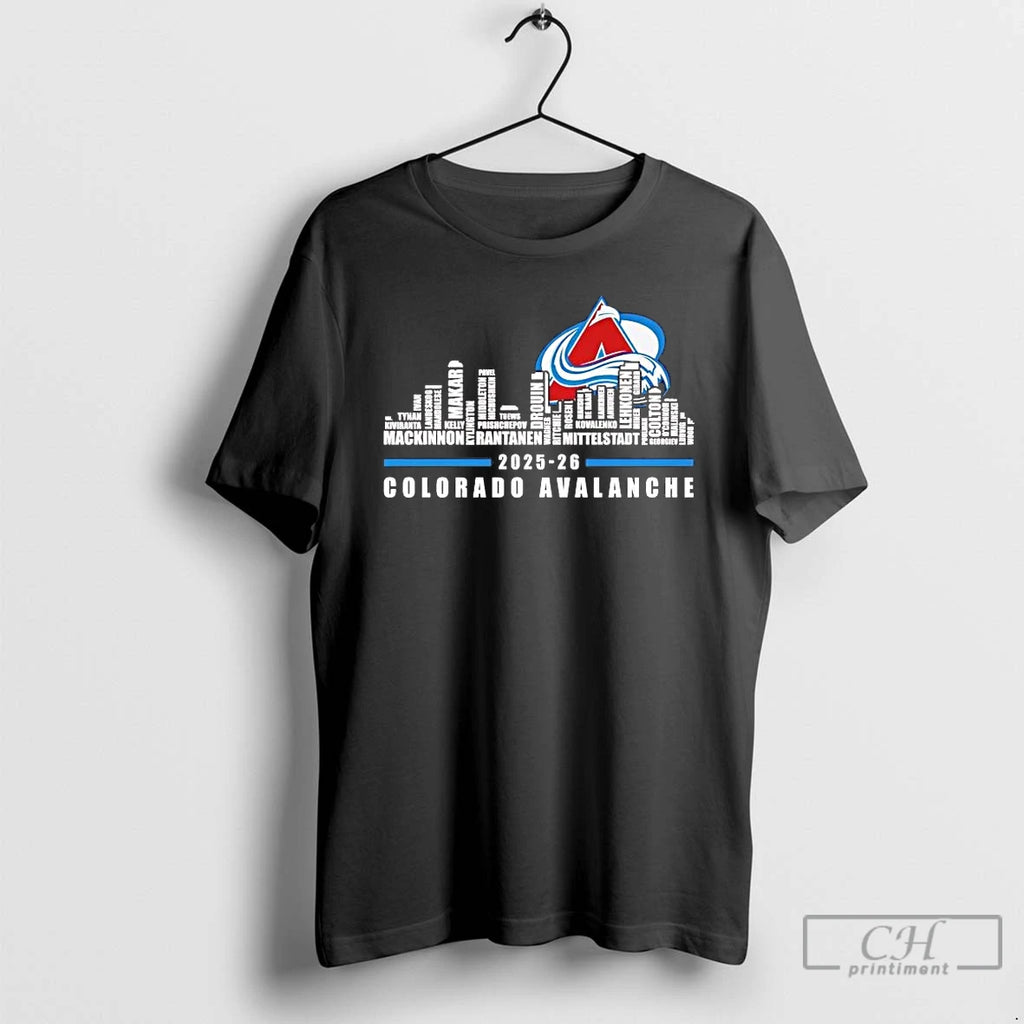Premium Colorado Avalanche 2026 Players Names Skyline T-Shirts, Hoodie, Sweatshirt | DripVista.com