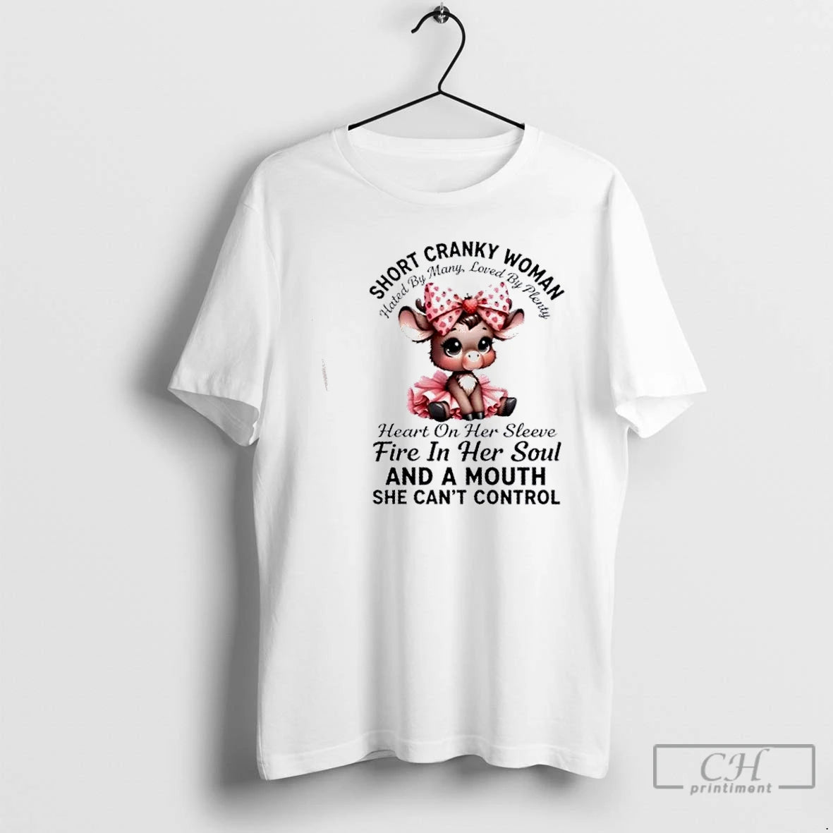 Premium Cow Short Cranky Woman Hated By Many Loved By Plenty Heart On Her Sleeve T-Shirts, Hoodie, Sweatshirt | DripVista.com